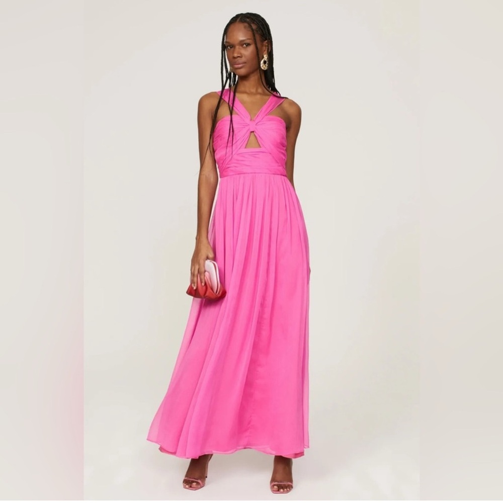NWT Adam Lippes Collective Pink Knot Front Maxi Long Gown Dress Sz‎ 10 $460